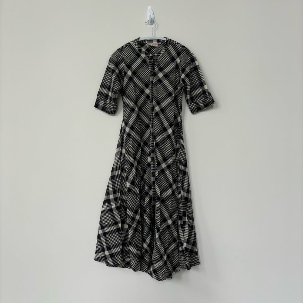 Black Plaid Cotton Kurta